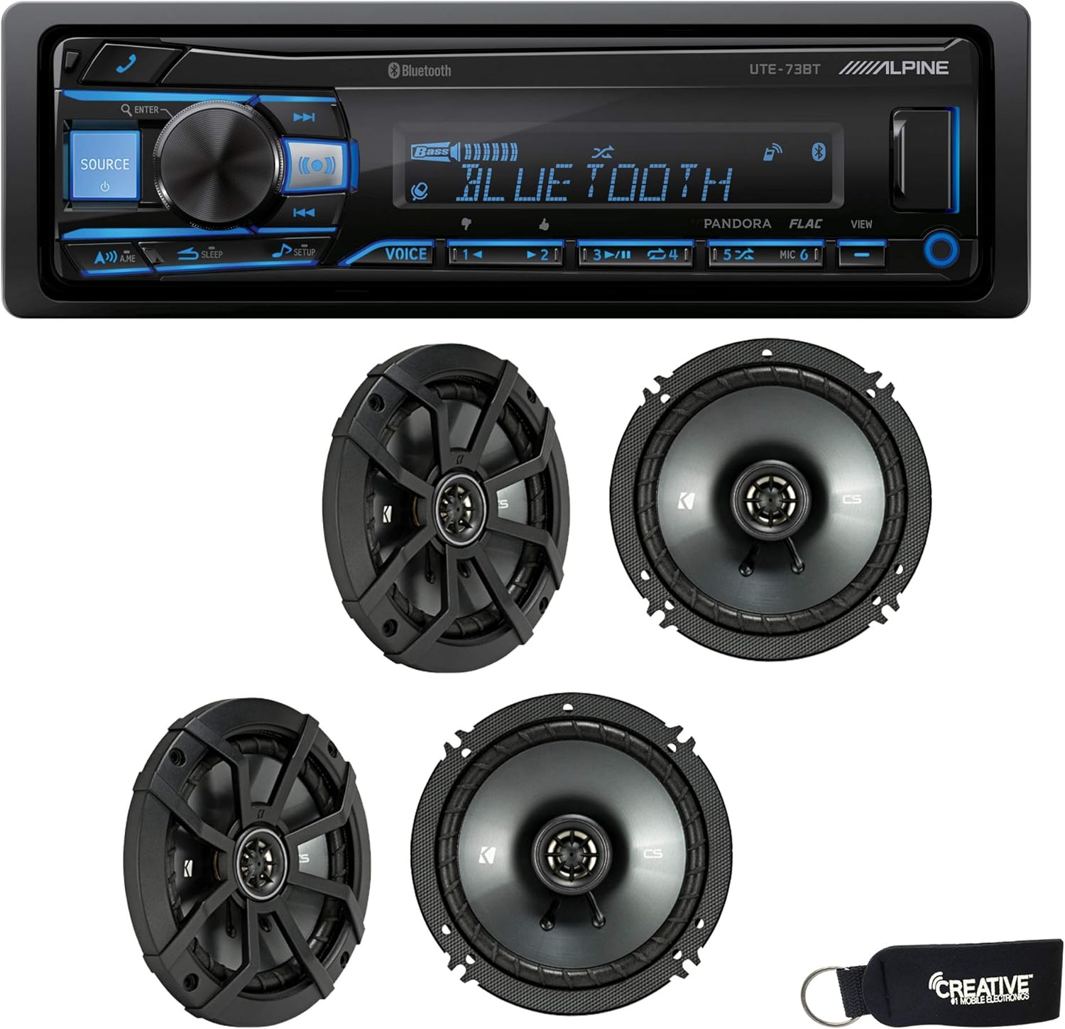 Alpine UTE-73BT Bluetooth Receiver (No CD), and Two Pairs of 43CSC654 6.5