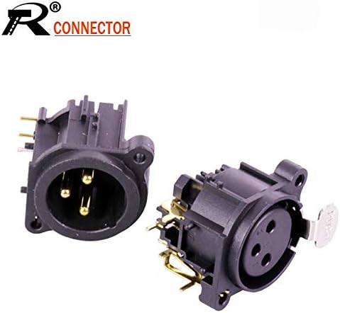 Davitu Electrical Equipments Supplies - 100pcs/lot 3 Pin XLR Female/Male Right Angle PCB Panel Mount 90 Degree 3 Poles XLR Jack Socket Chassis - (Color: 100 Male)