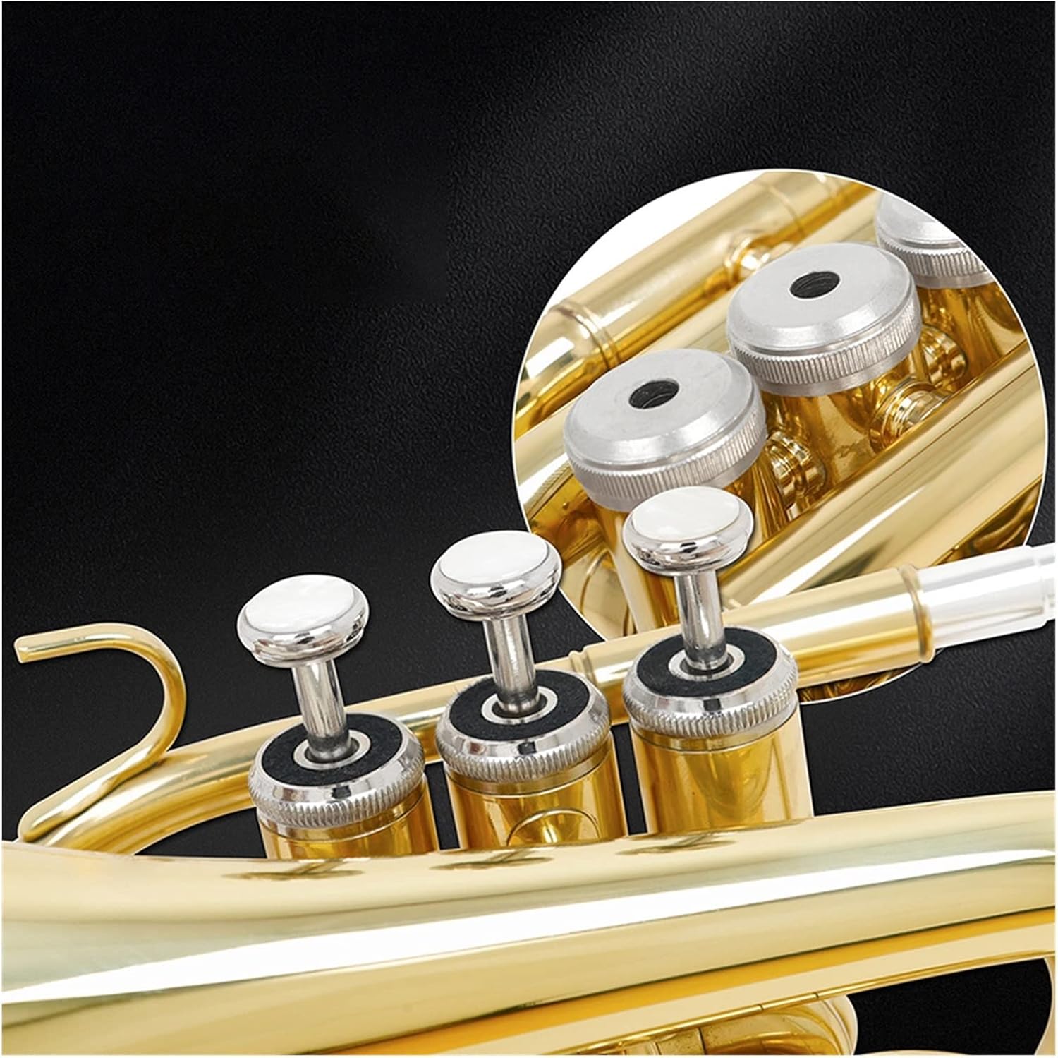 TSTS Mini Pocket Trumpet Bb Flat Brass Wind Instrument with Carrying Case Gloves Mouthpiece Cleaning Cloth Kit Pocket Trumpet Beginners