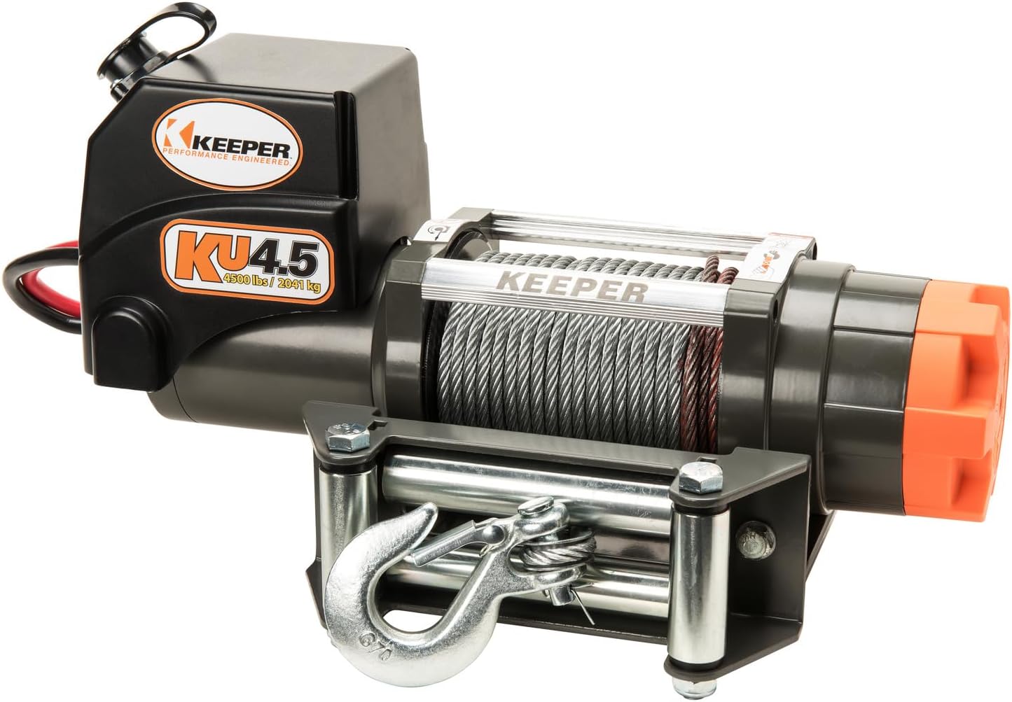 KEEPER KU4.5 12V DC 4500lb Utility Winch, Heavy-Duty Electric Winch with Integrated Sealed Solenoids, Handheld Remote Control, Durable Wire Rope, Weather-Resistant for Trucks, ATVs, and UTVs
