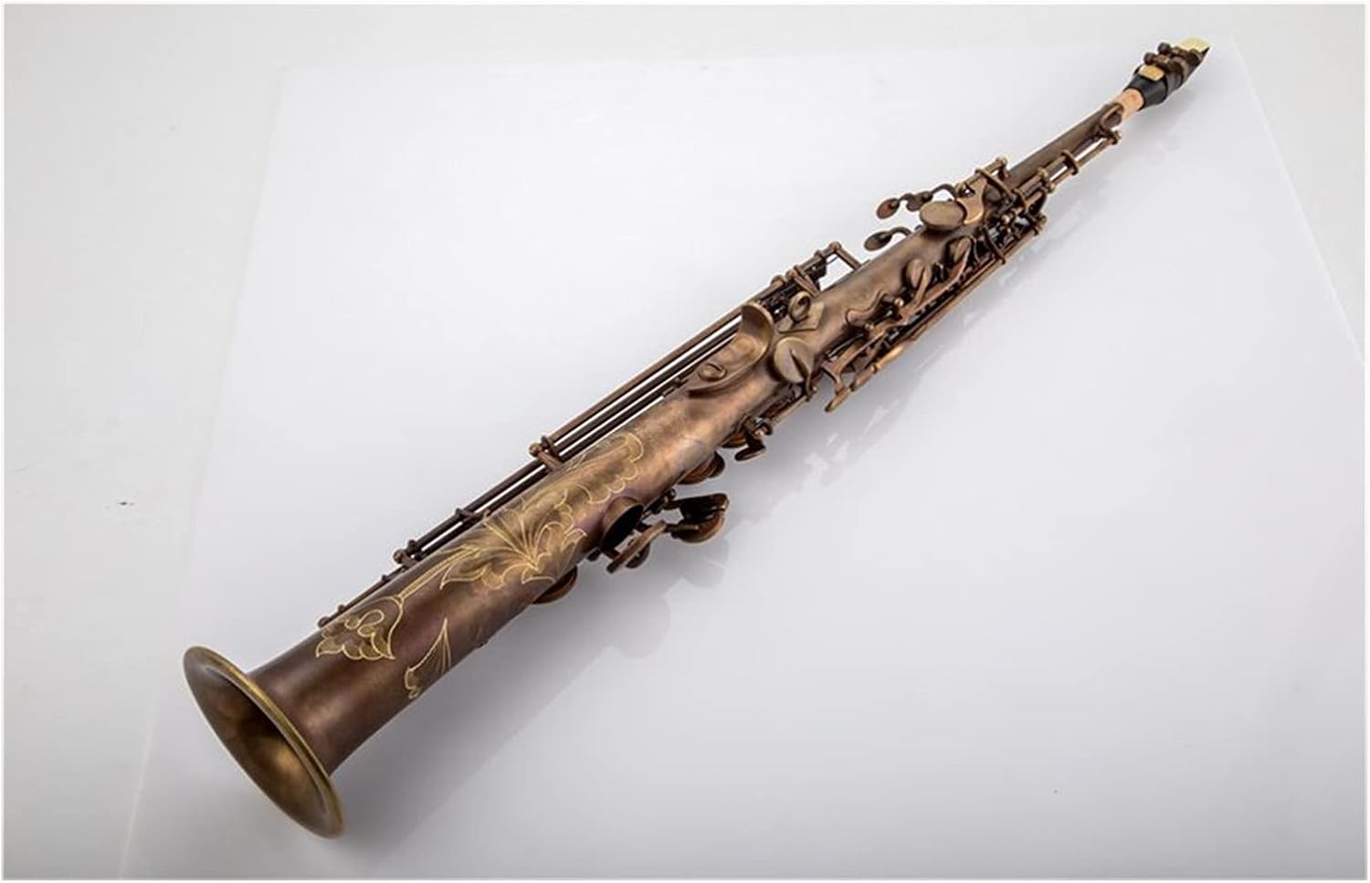 Sax Beginners Kit Brass Straight Soprano Sax Saxophone Bb B Flat Woodwind Instrument Natural Shell Key Carve Pattern Wind Instrument