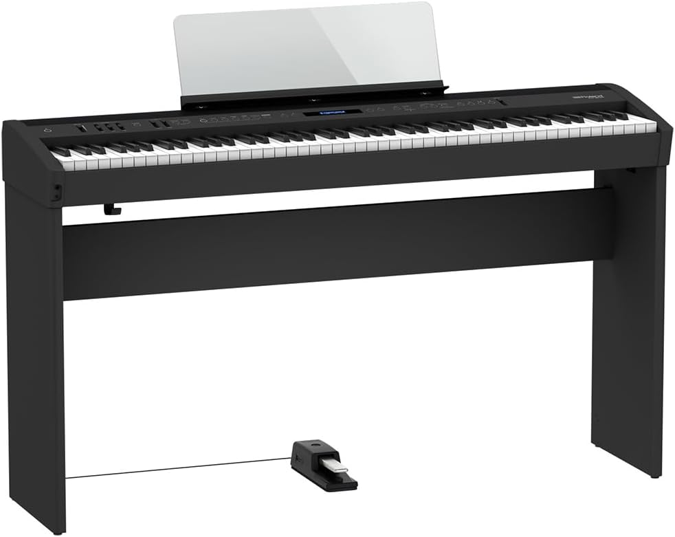 Roland FP-60X Digital Piano Black Bundle with Sustain Pedal & Polishing Cloth – Portable 88-Key Piano with SuperNATURAL Sound Engine, Bluetooth Connectivity & Built-In Stereo Speakers