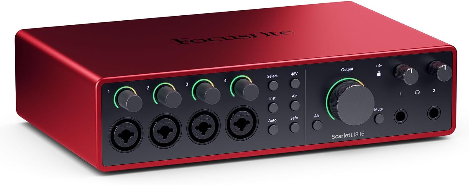 Audiosavings Bundle: Focusrite SCARLETT 18I16 4G 4th Gen 24-bit 192 kHz Audio Recording Interface Bundle with Rockville RCM SR Studio/Recording Condenser Microphone Mic w/Samsung Capacitors (2 Items)