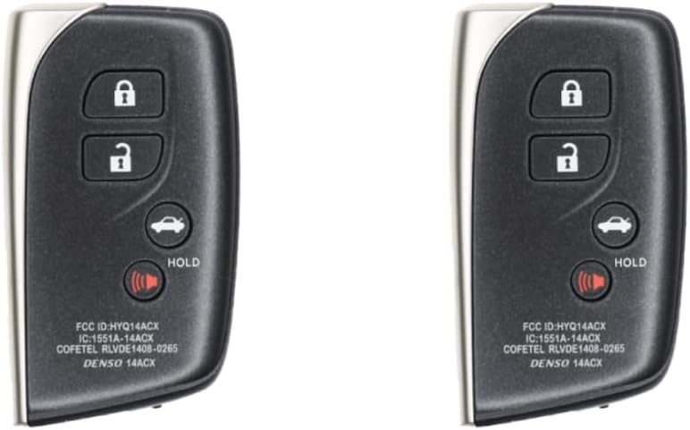 Replcament Smart Key Fob for Lexus LS600h LS600hL 2013 FCC HYQ14ACX Part Number 89904-50N10 8990450N10 89904-50K80 Pack of 2