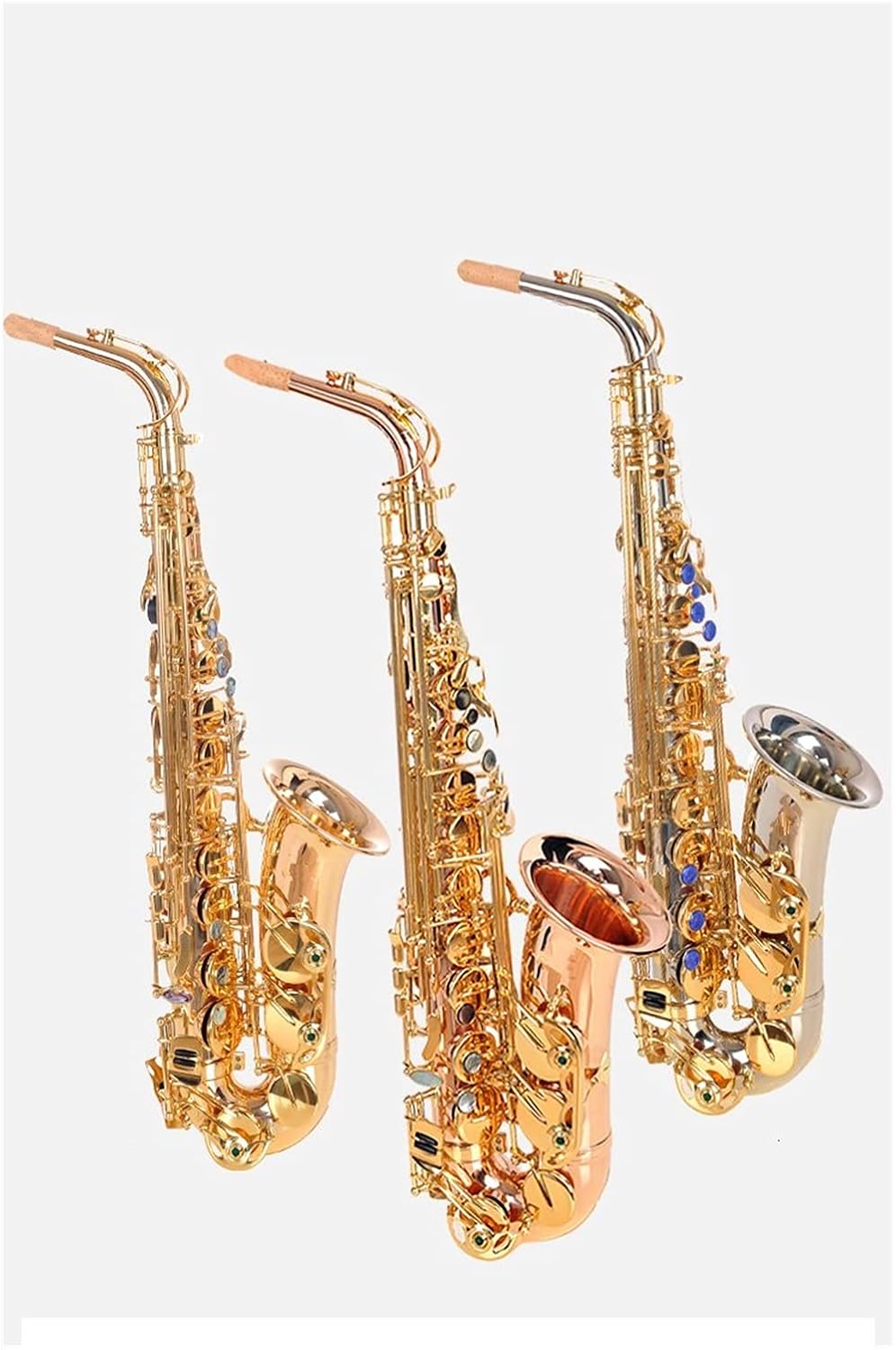 Sax Beginners Kit Tune Alto Saxophone Phosphorus Copper Rose Gold Lacquer Pearl Button E Flat Alto Sax Musical Instrument with Case Wind Instrument (Color : Phosphor Copper)