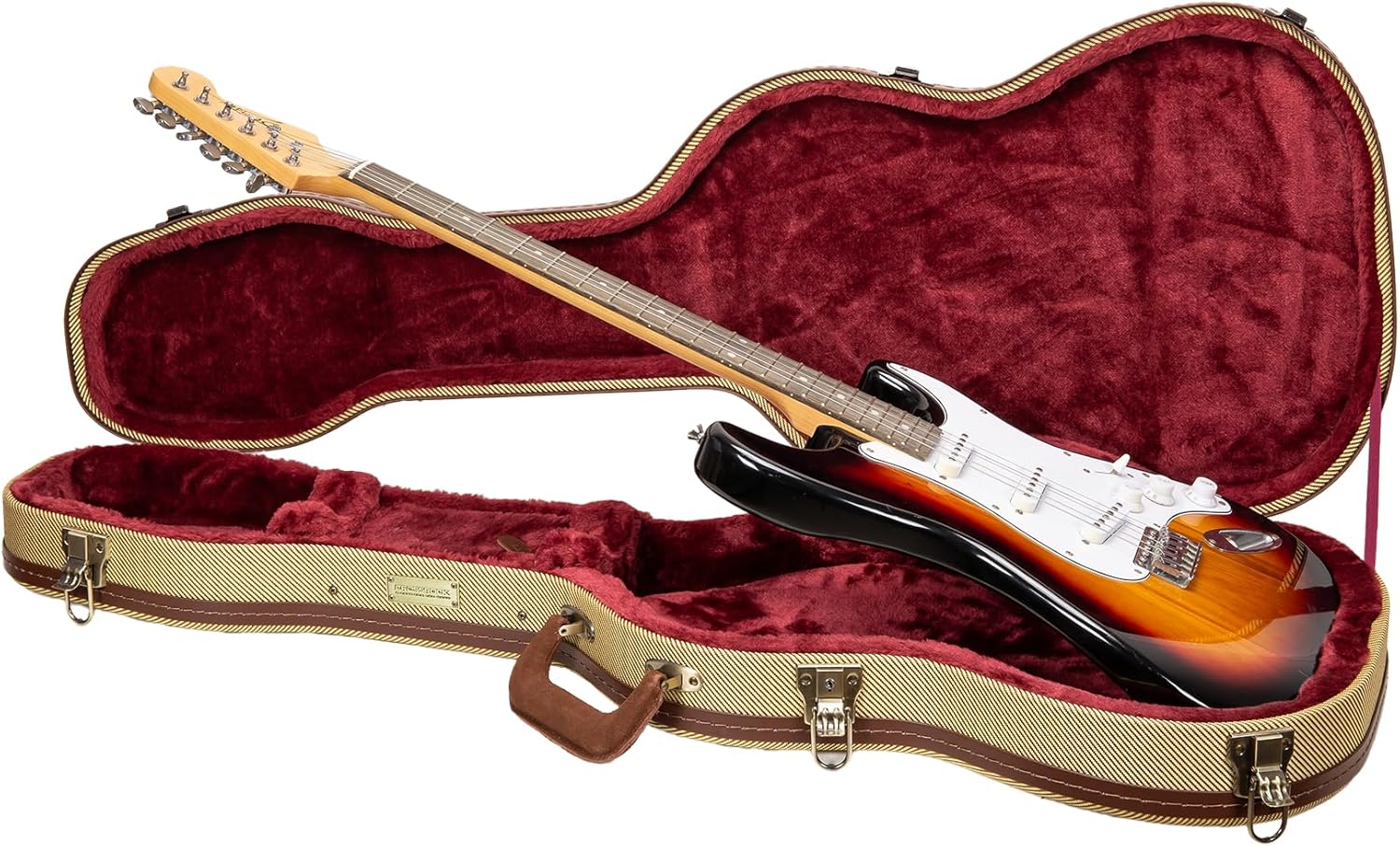 Crossrock Master Series Electric Case fits Telecaster and Stratocaster Styles of Guitars | Classic Fabric Tweed Exterior, Re-Engineered Wooden Shell (CRW720STFT)