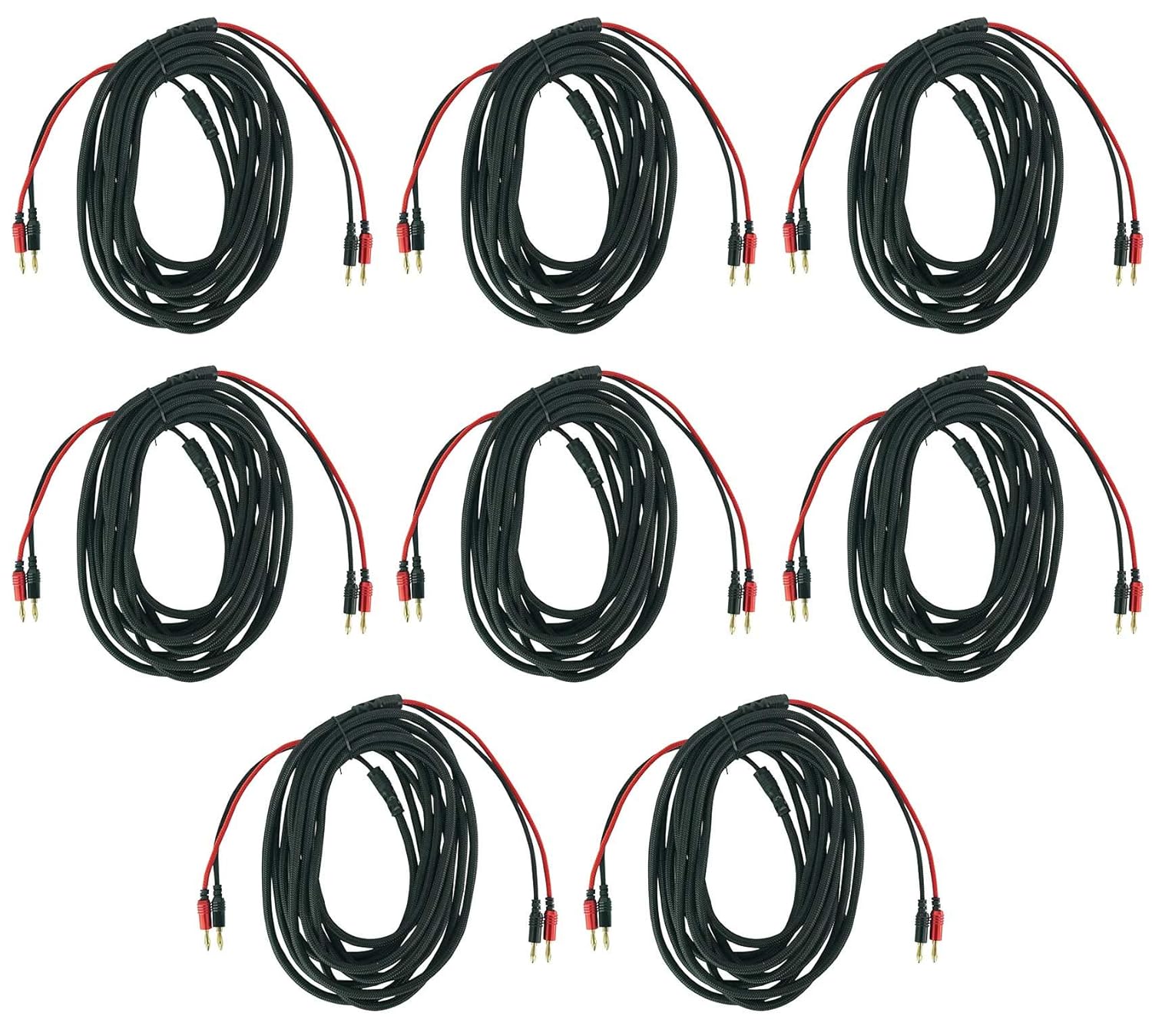 Rockville 8 BN20 20 Foot 14 AWG 100% OFC Copper Banana to Banana Braided Cables