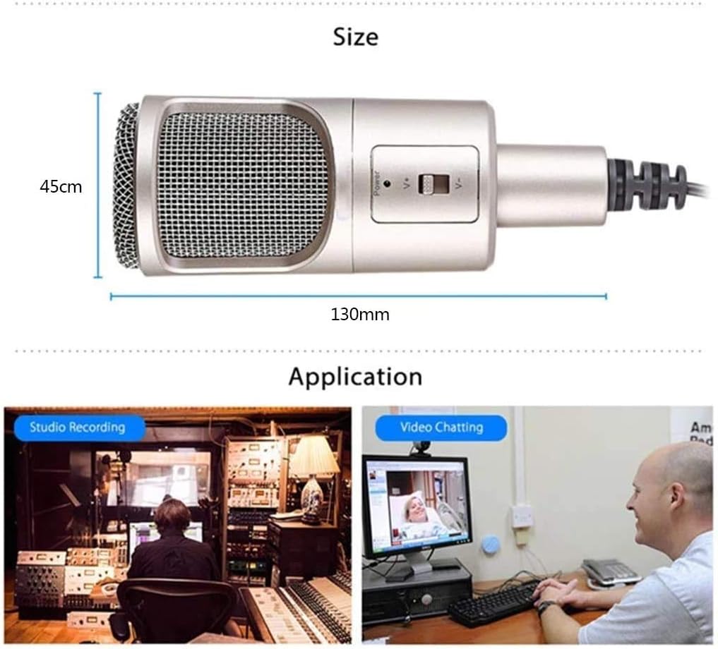 Microphone for Computer Computer Microphone,External PC 3.5mm Microphone with Tripod Condenser Mic for Loptop Mac-Recorder Singing Karaoke