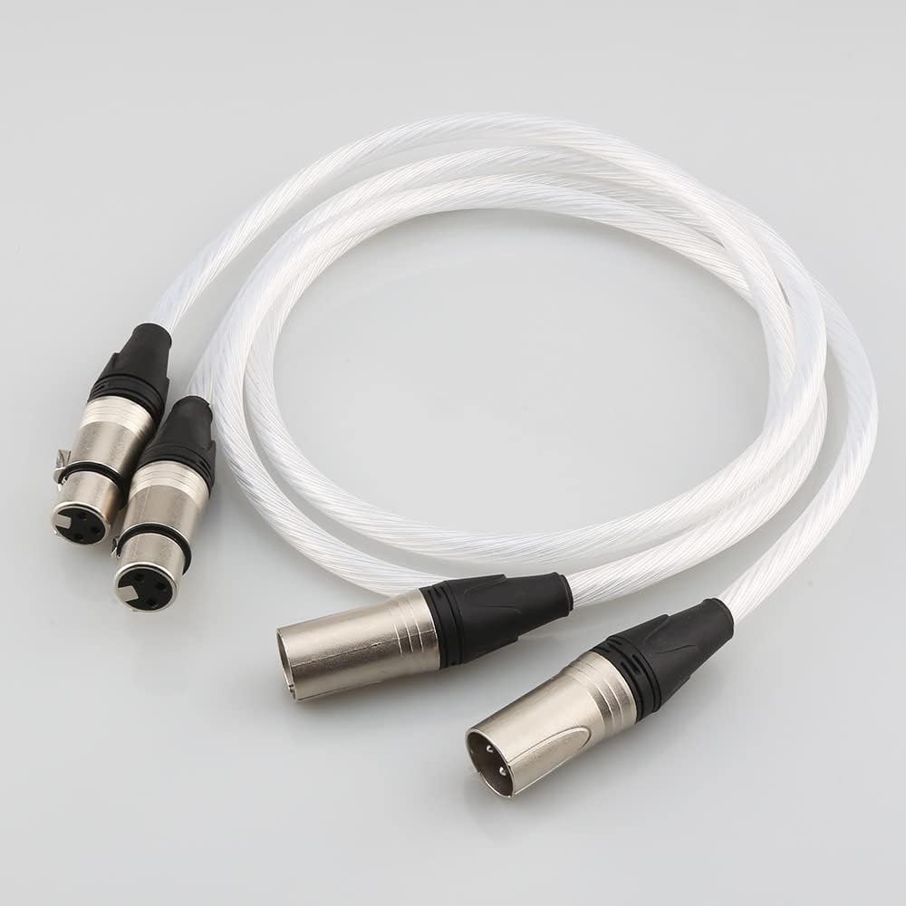 HiFi XLR Cable Hi-end Pure Silver Plated 5N OCC Cable HiFi 2 XLR Male to 2 XLR Female Cable Balance line (Length : 2m)