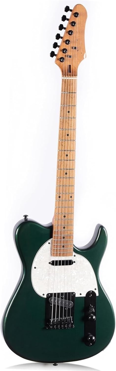 Beginner Electric Guitar Kits Solid Electric Guitar Metallic Finish Poplar Body Maple Neck Fretboard(Green)