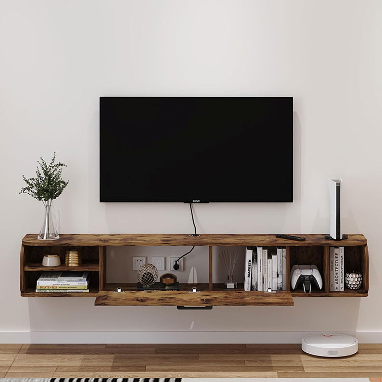 Floating TV Shelf Wall Shelf TV Cabinet TV Stand Media Gaming TV Console Audio/Video Hutch Electronics Shelf for TV Components Book Shelf Router Set top box CD DVD TOY Shelf Wall Mount Corner Shelves