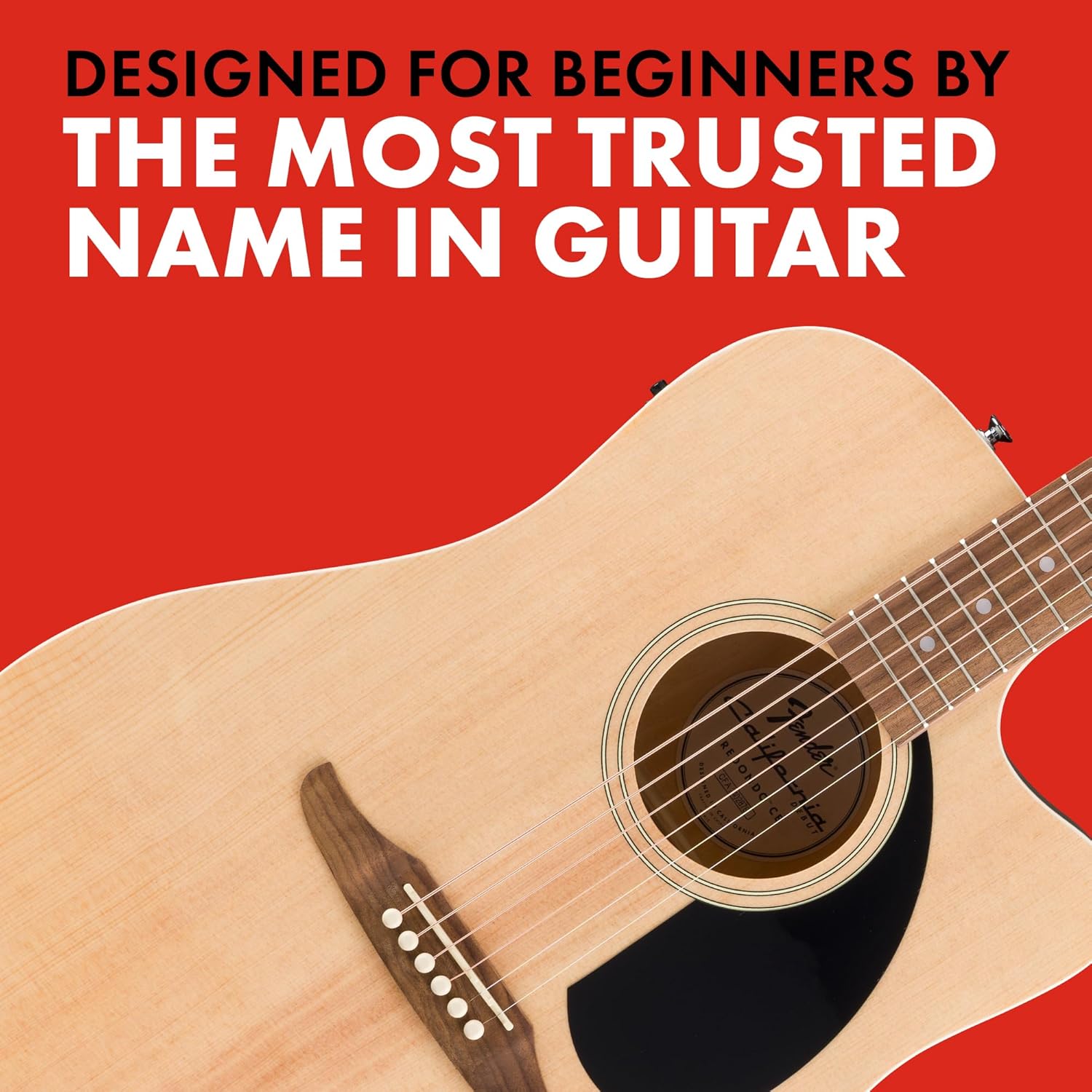 Fender California Debut Redondo CE Series Acoustic Guitar, Beginner Guitar, 2-Year Warranty, Includes Built-In Tuner, Natural