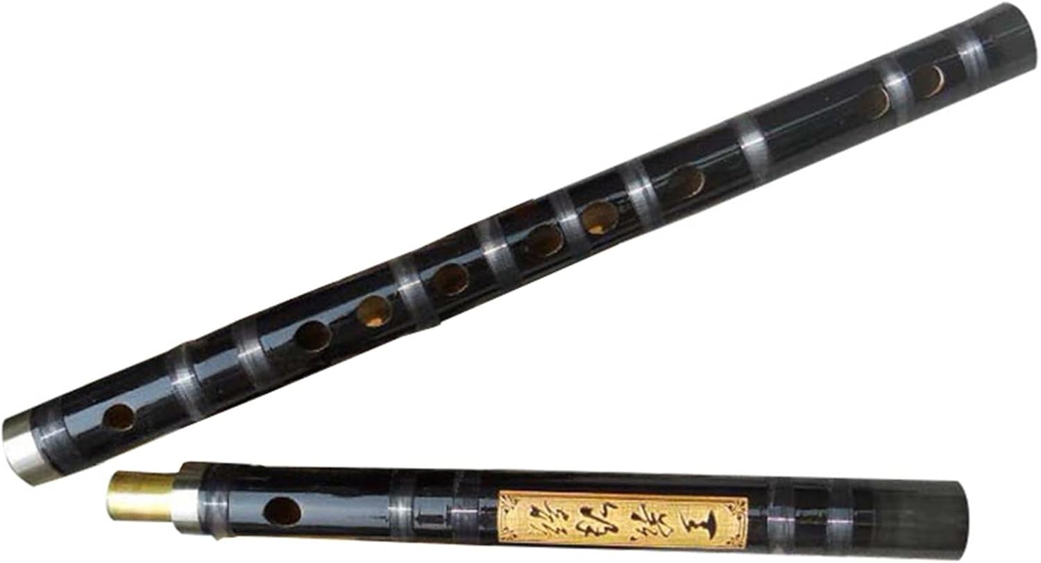 TSTS Chinese Bamboo Flute Black Bamboo Flute Single Plug White Copper 2-Section Bitter Bamboo Flute Student Woodwind Instrument (Color : G)
