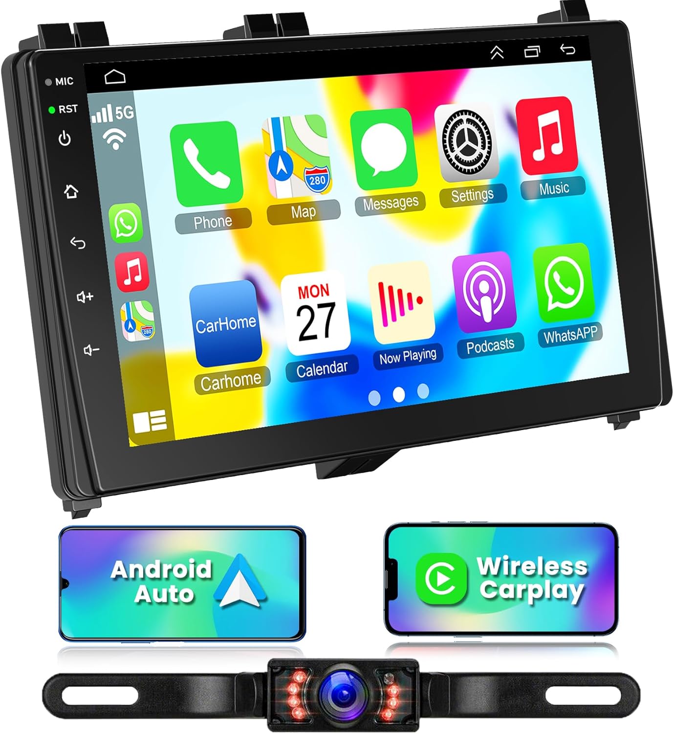 Android Car Radio for Toyota Corolla 2017 2018 2019 Stereo Built-in Wireless/Wired Carplay Android Auto Bluetooth FM Head Unit, 9