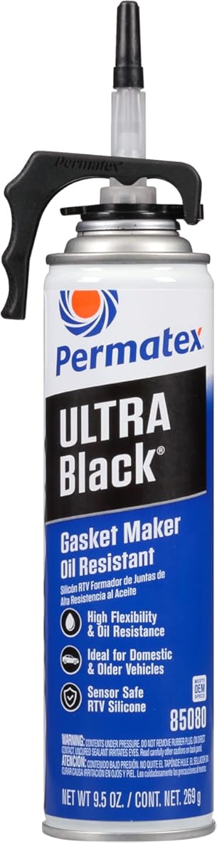 Permatex 85080-6PK Ultra Black Maximum Oil Resistance RTV Silicone Gasket Maker, 9.5 oz. PowerBead Can (Pack of 6)