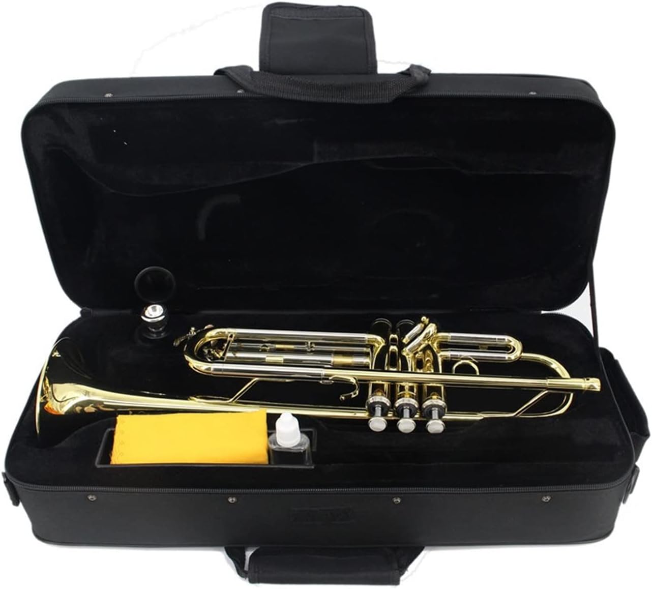 KESHUO Gold Lacquer Trumpet Bb Flat Brass Wind Instruments with Case Gloves Mouthpiece Trumpets