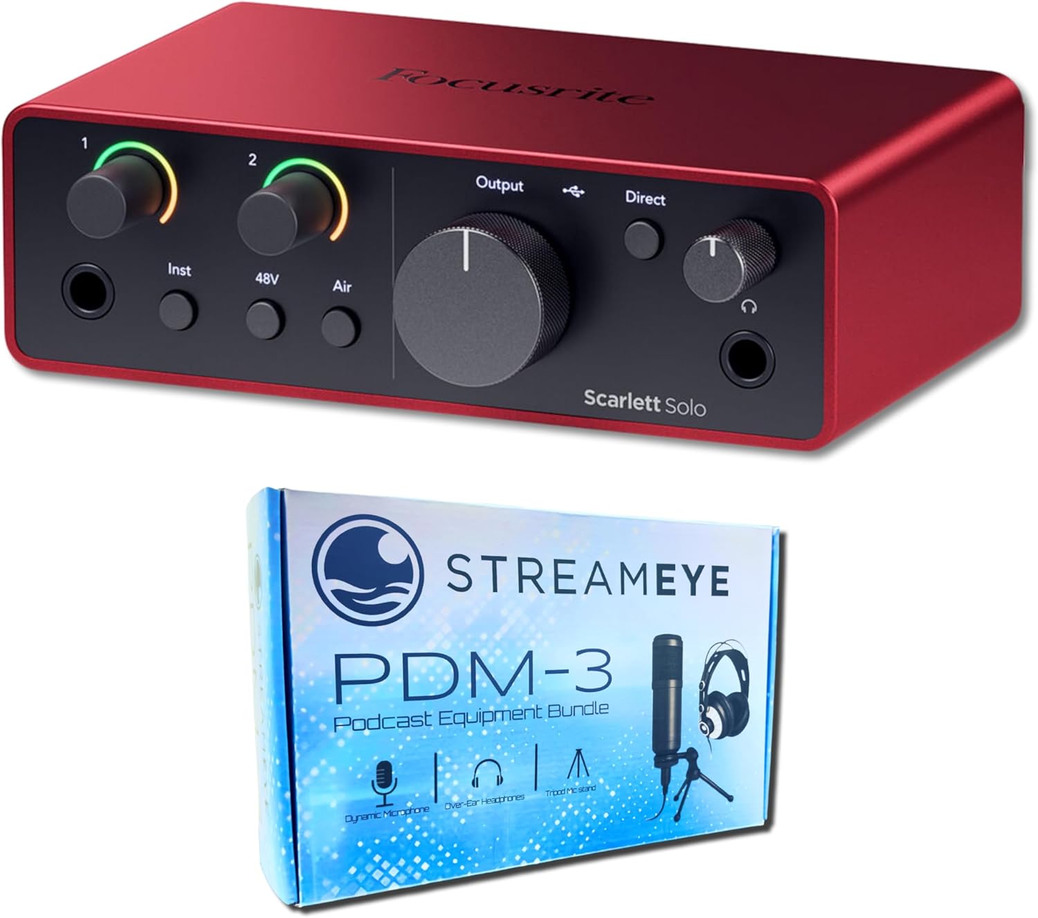 Scarlett Solo 4th Gen USB Audio Interface with StreamEye PDM-3 Podcast Equipment Bundle