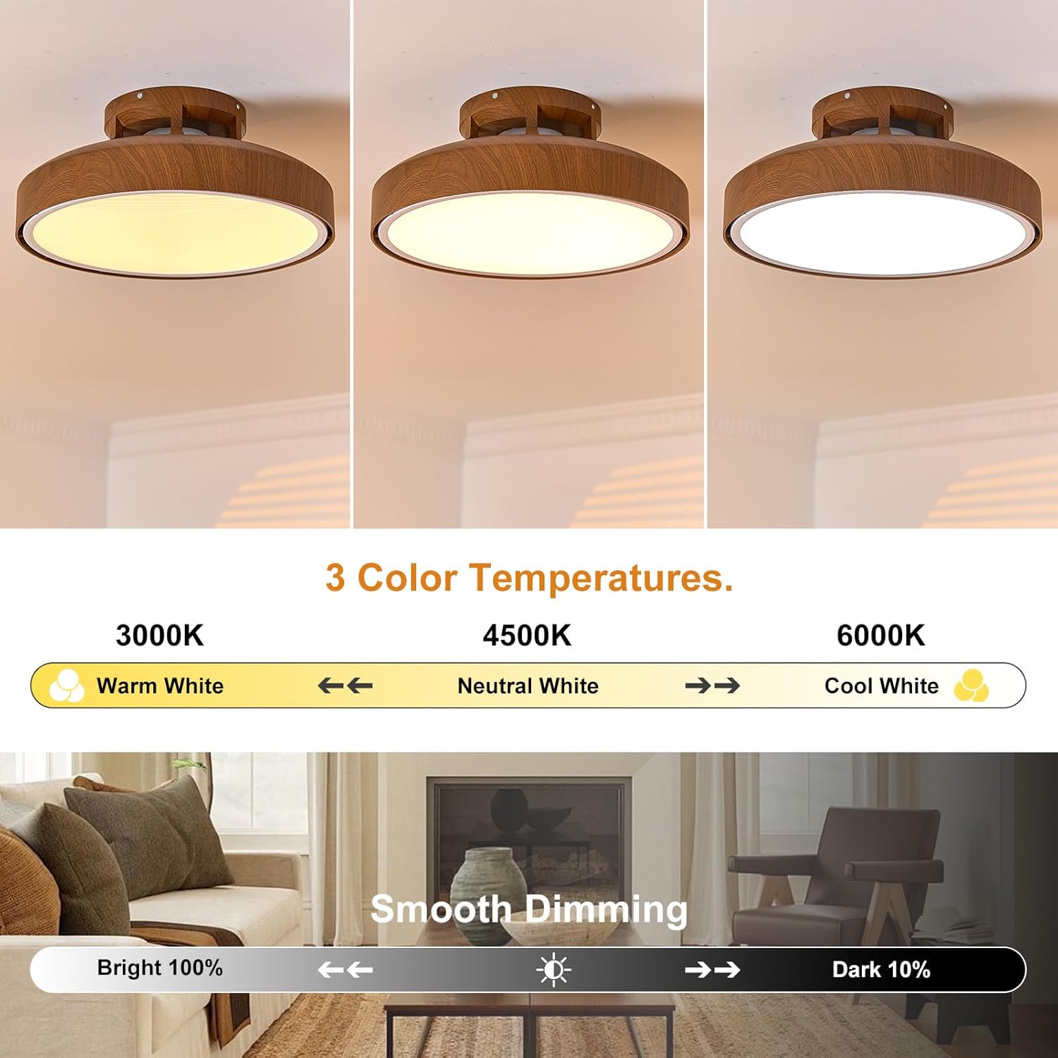 Bladeless Ceiling Fans with Lights and Remote, 18.9