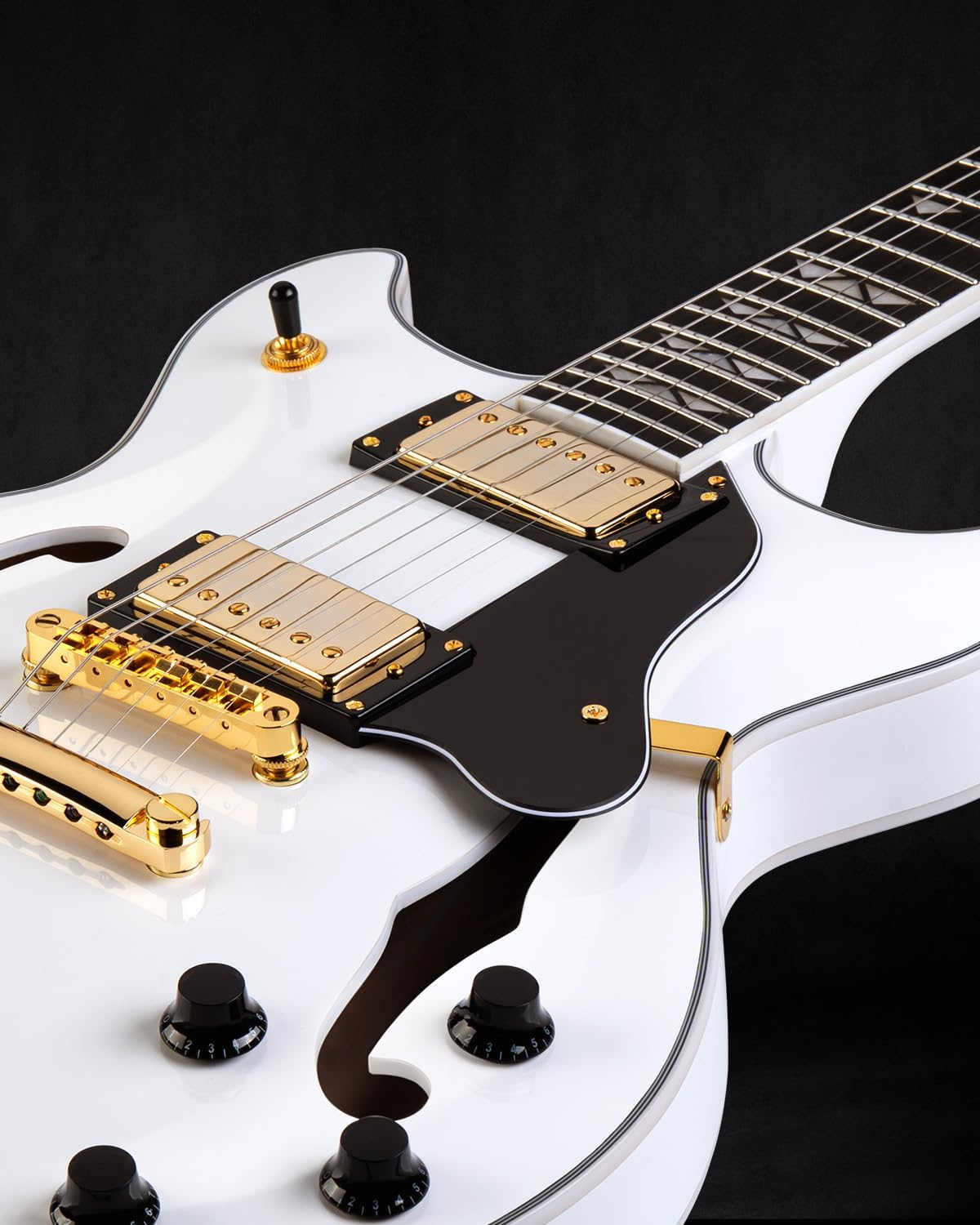 WestCreek 333 Electric Guitar, Semi Hollow Body Jazz Electric Guitar, Alnico Humbucker Pickups, Rosewood Fretboard, Maple Neck, Rounded End Frets, Maple Body, Full size (Polar White)