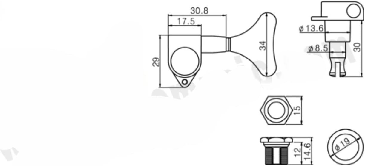 2L2R Bass Machine Heads Gear Ratio 1:17 for 4-String Bass, Chrome/Black/Gold Available Guitar Machine Head Tuners (Color : Black)