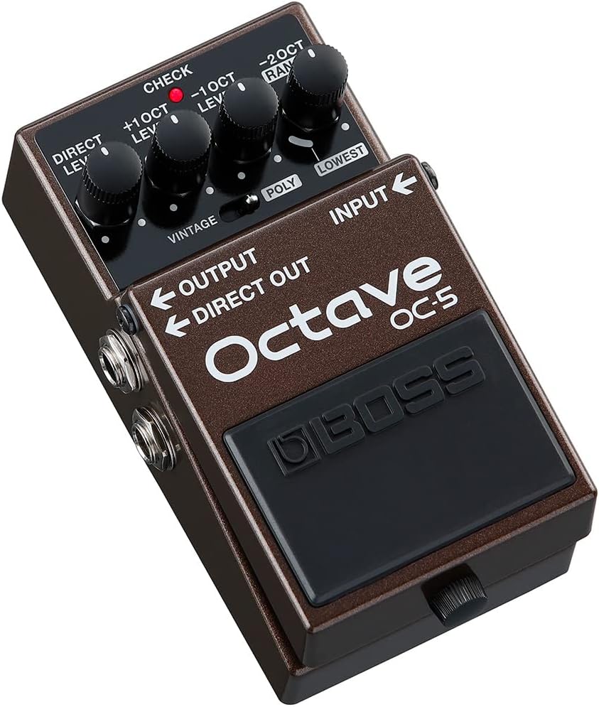 Boss OC-5 Octave Pedal Bundle with Gearlux Instrument Cable, Patch Cable, Picks, and Austin Bazaar Polishing Cloth