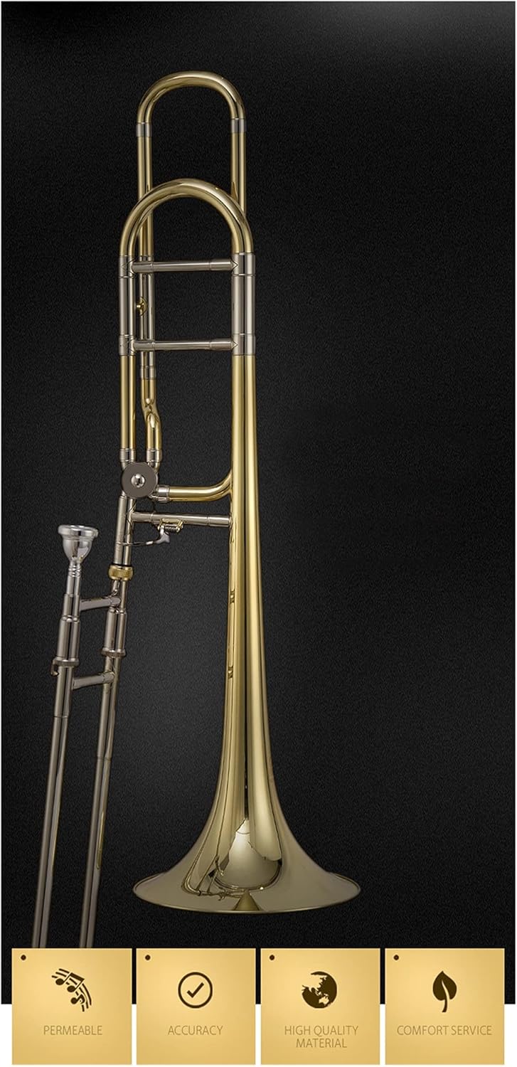 Standard Trombone Tenor Tone Sandhi Trombone Musical Instrument, B Flat to F, Professional Cupronickel Drawing Tube Valve Trombone