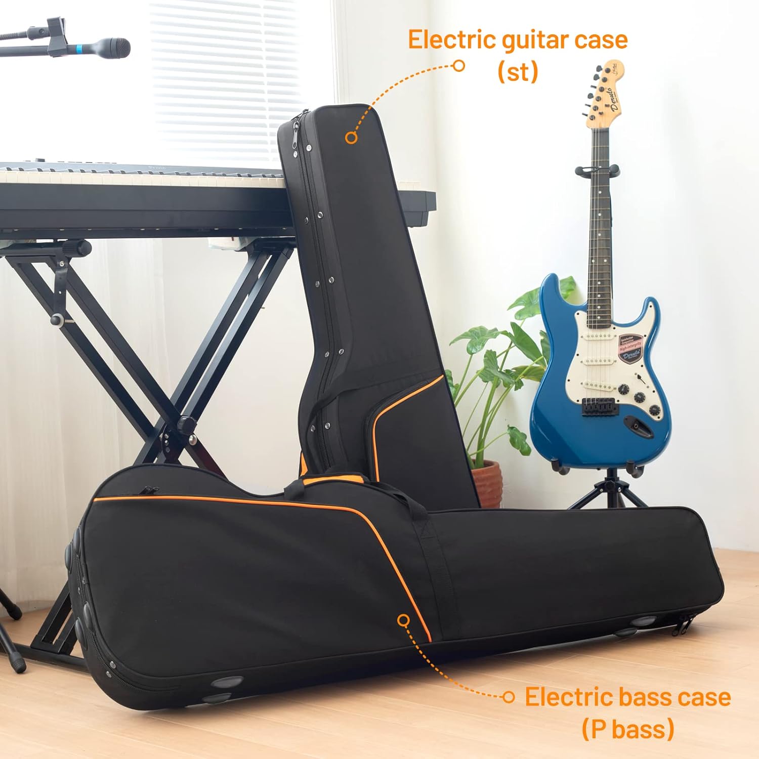 CAHAYA Hardshell Guitar Case Only Fits P Bass Guitar Case Precision Bass 0.98inch Thick Padding Bass Guitar Case with Adjustable Shoulder Straps CY0301