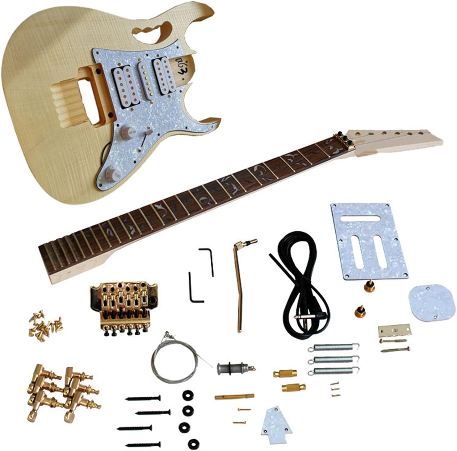 DIY Electric Guitar Kit Unfinished Guitar Basswood Body Rosewood Fingerboard Maple Neck Electric Guitar Assembly Accessories