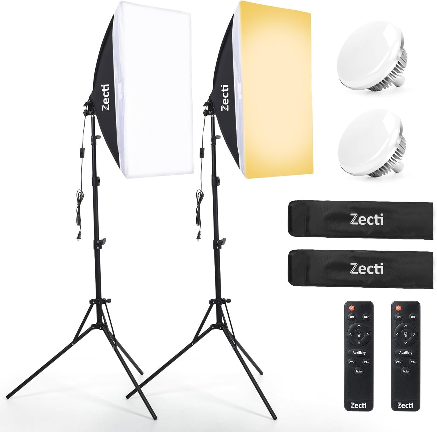 Softbox Lighting Kit 2Pcs 27” x 20” Professional Soft Box | 3200K-5500K 85W LED Bulbs & 82” Light Stand with Remote/Studio Lights for Photography/Video Recording/Live Streaming
