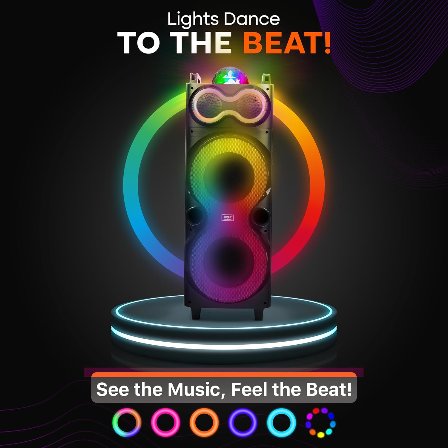 Pyle Bluetooth Speaker System with Wireless Mic, 240W PA and Karaoke Machine, Dual 10