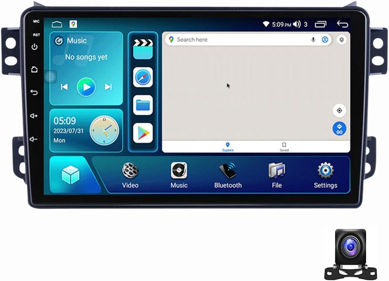 Double Din Car Stereo Bluetooth MP5 Player with Carplay/Auto, 9 Inch Touchscreen Radio Receiver with AHD Backup Camera, for Opel Agila/Suzuki Splash Ritz Support 4G/SWC/DSP,4 core m100s 1g+32g