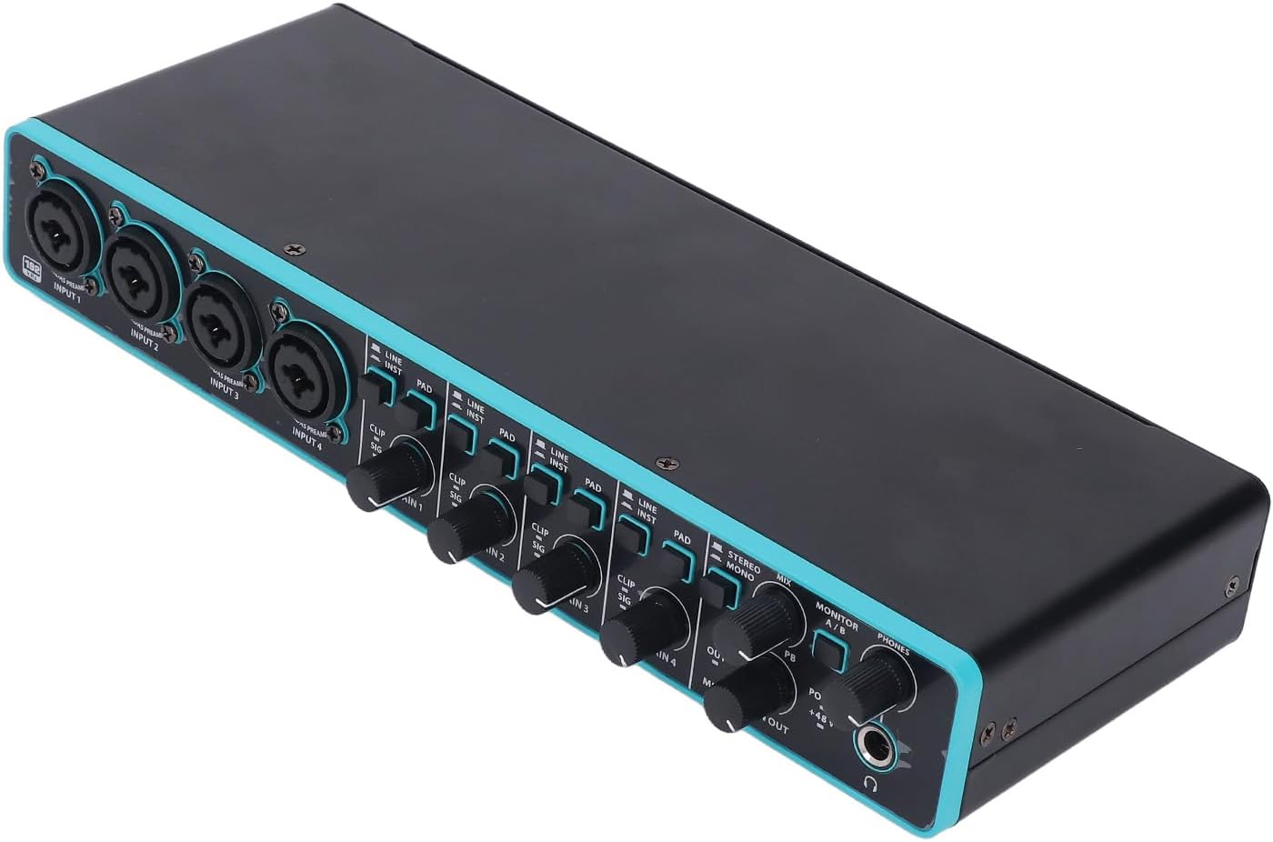 4 in 4 Out External Sound Card Professional Music Computer Recording Sound Interface High Fidelity for Musicians and Podcasters