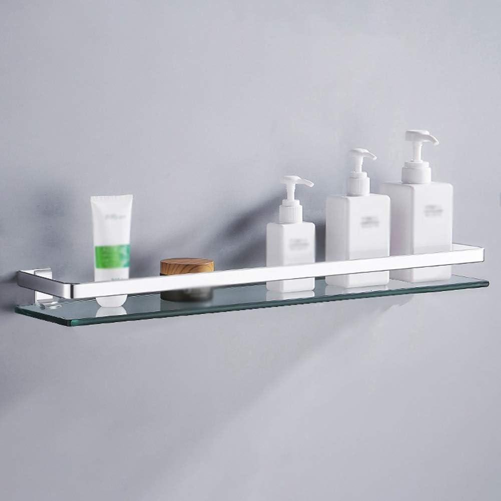 Shower Organiser Wall-Mounted Tempered Glass No Punching Toilet Storage Rack, 1/2/3 Layers, 3 Sizes (Color : Clear, Size : 3layer5x35x12cm)