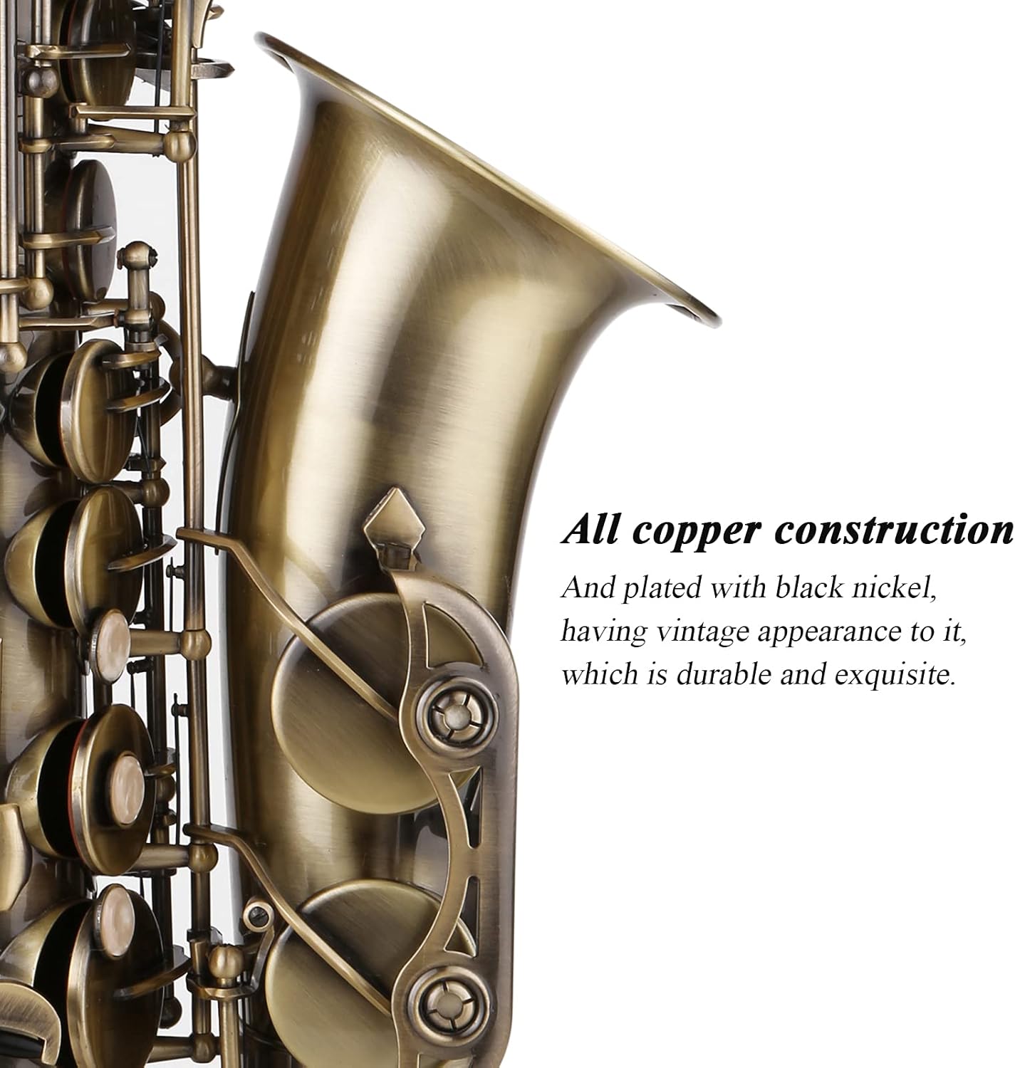 Alto Saxophone Vintage Style Alto Sax Woodwind Instrument with Carrying Case, for Beginner Student Intermediate Player