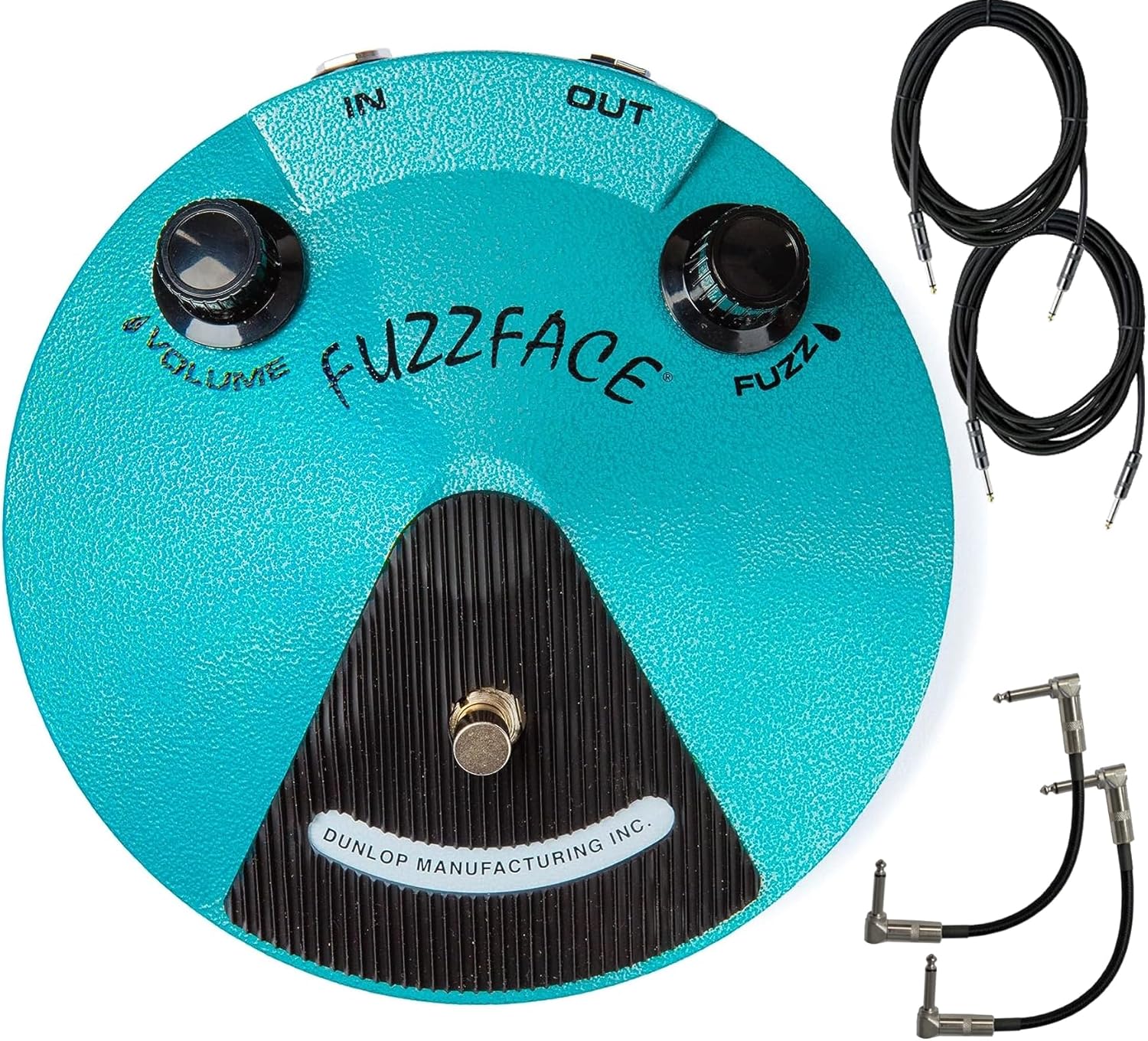 Dunlop JHF1 Fuzz Face Distortion Pedal - Bundle with 2 Patch Cables and 2 Instrument Cables