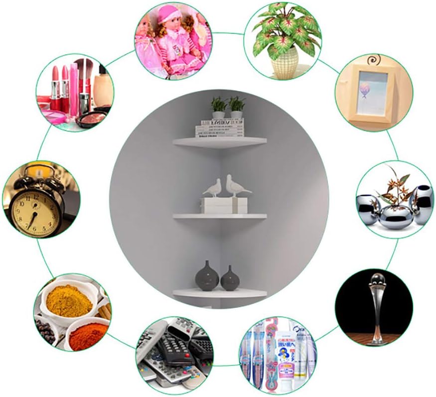 Wall Mount Corner Shelf Wood, Set of 3 No Drilling Wall Shelf Hanging Corner Shelves Floating Shelves for Books Office-Blue 25cm(10inch) (Blue 25cm(10inch))