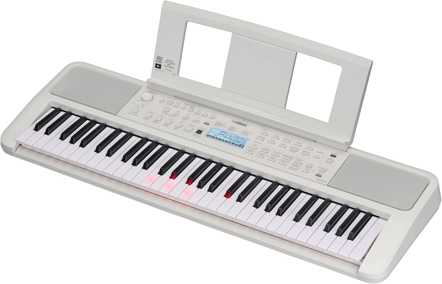 Yamaha 61-Key Portable Keyboard with Lighted Keys for Easy Learning, Music Rest, and Power Adapter EZ310