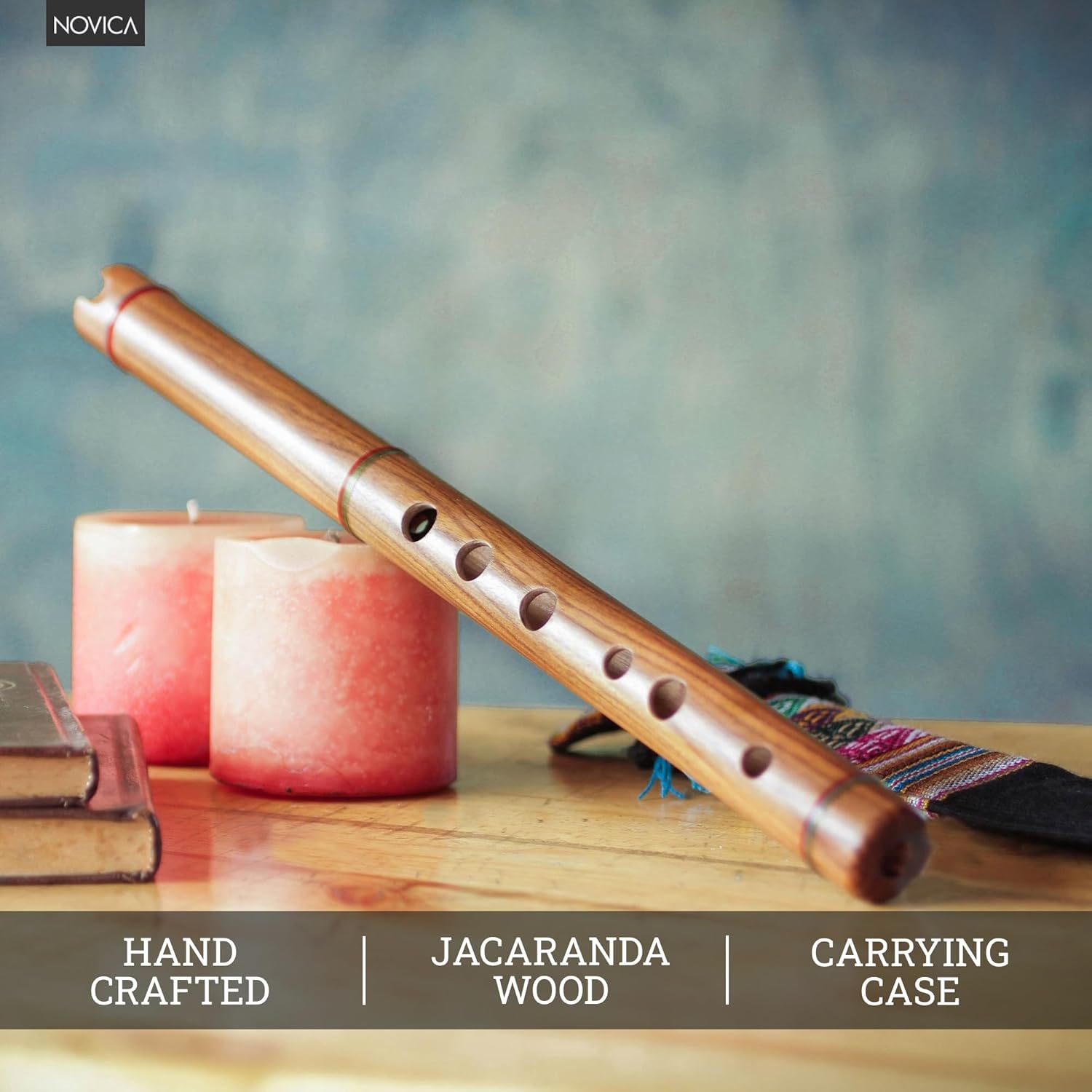 NOVICA Decorative Wood Traditional Peruvian Quena Flute, Brown, 'Jacaranda'