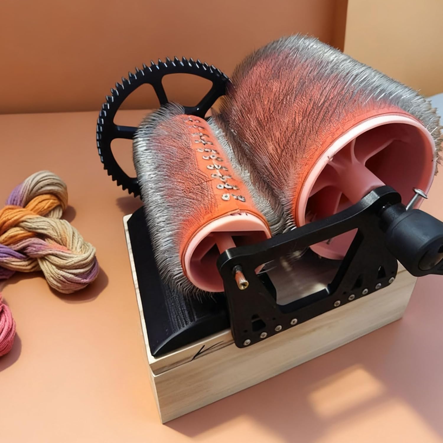 Manual Carder, Hand Crank Wool Combing Machine, Fast Color Mixing, Combing, Spinning, Wool Felt Color Mixer, Fleece Carders, Sheep Fleece Drum Carder, for DIY Craft Make Felt Animals, Handmade