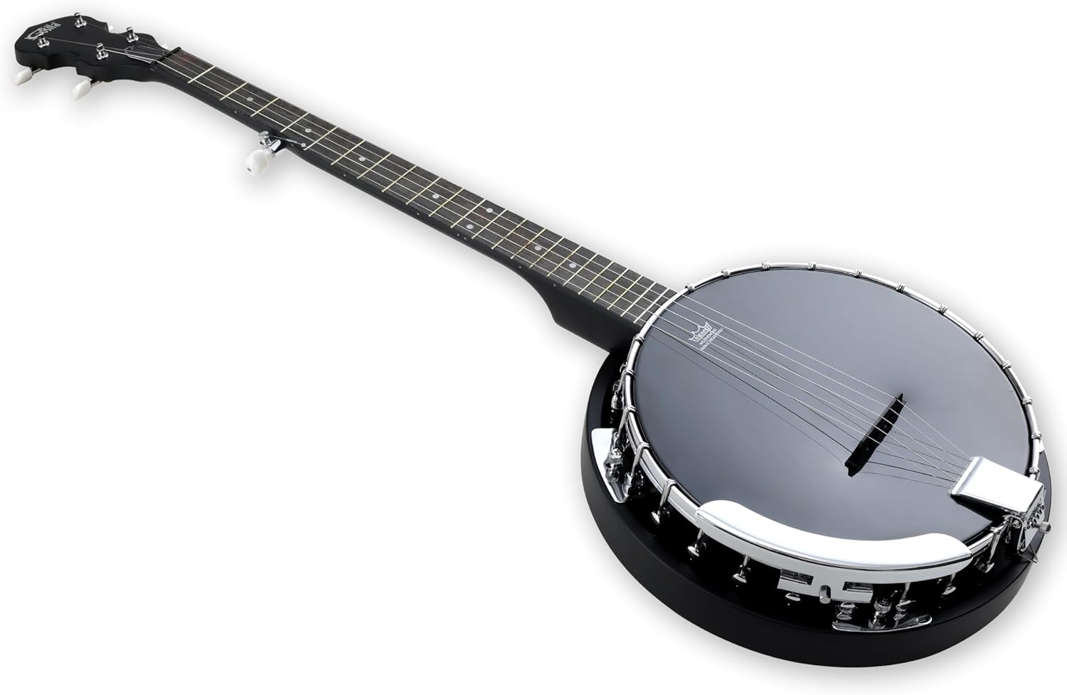 5 String Full Size Acoustic Electric Banjo Solid Back Remo Ebony Black Top Sapele Body Material Sapele Back Material Type Okoume Neck Material Type