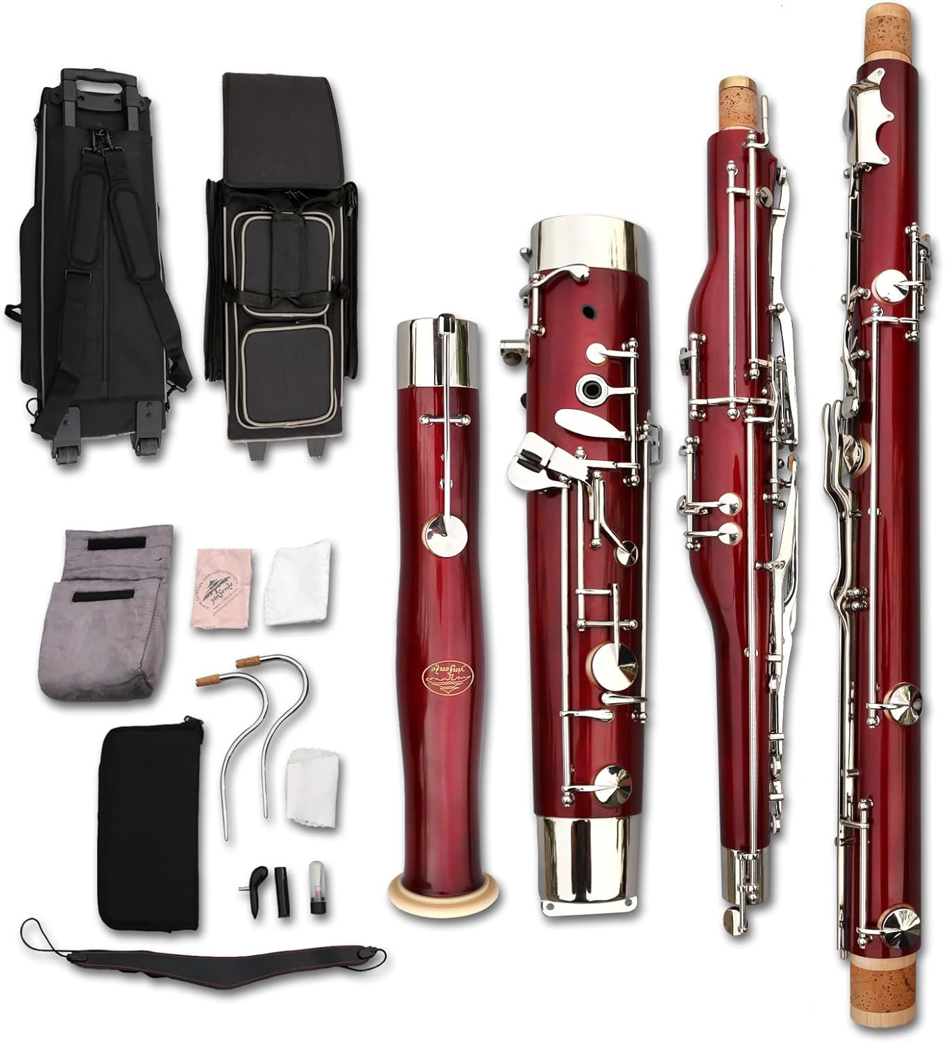Bassoon Maple Wood Bassoon C Key 26 Keys with Case Accessories C tone Woodwind Instrument (Maple Wood Bassoon)