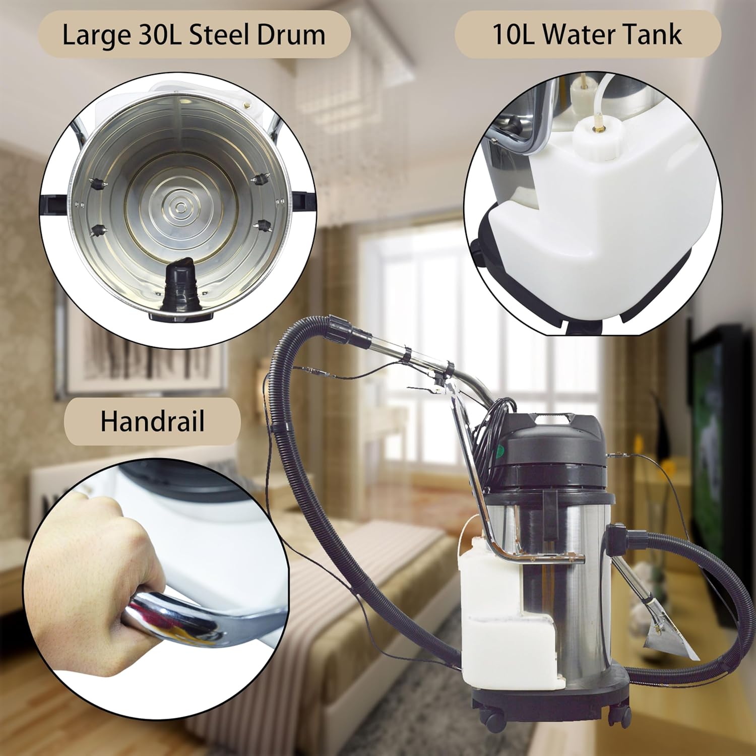 110V Carpet Extractor Machine 3 in 1 Wet Dry Vacuum Cleaner 30L Portable Carpet Cleaning Machine for Home Commercial Use 1000W