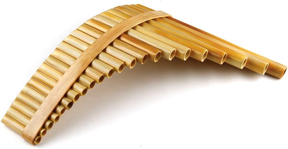 Upscale Romanian Folk Instrument Natural Reed Pan Flute Panpipes G Key Wind Pan flute Flauta Handmade (22 Pipes Left Hand, Wood)