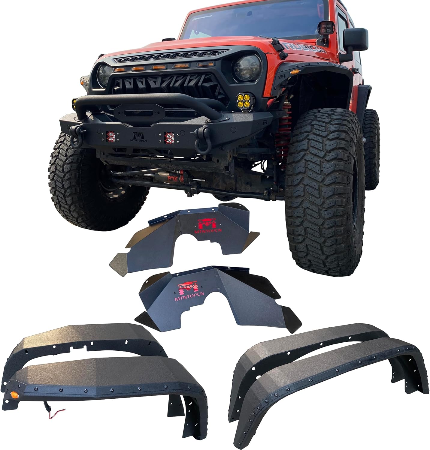 OMP Offroad Steel Fender Flares Compatible for Jeep Wrangler JK/JKU 2007-2018 | Desert Viper Blade Design –No-Drill Bolt-On | Crawling Moab Rocks (8.25