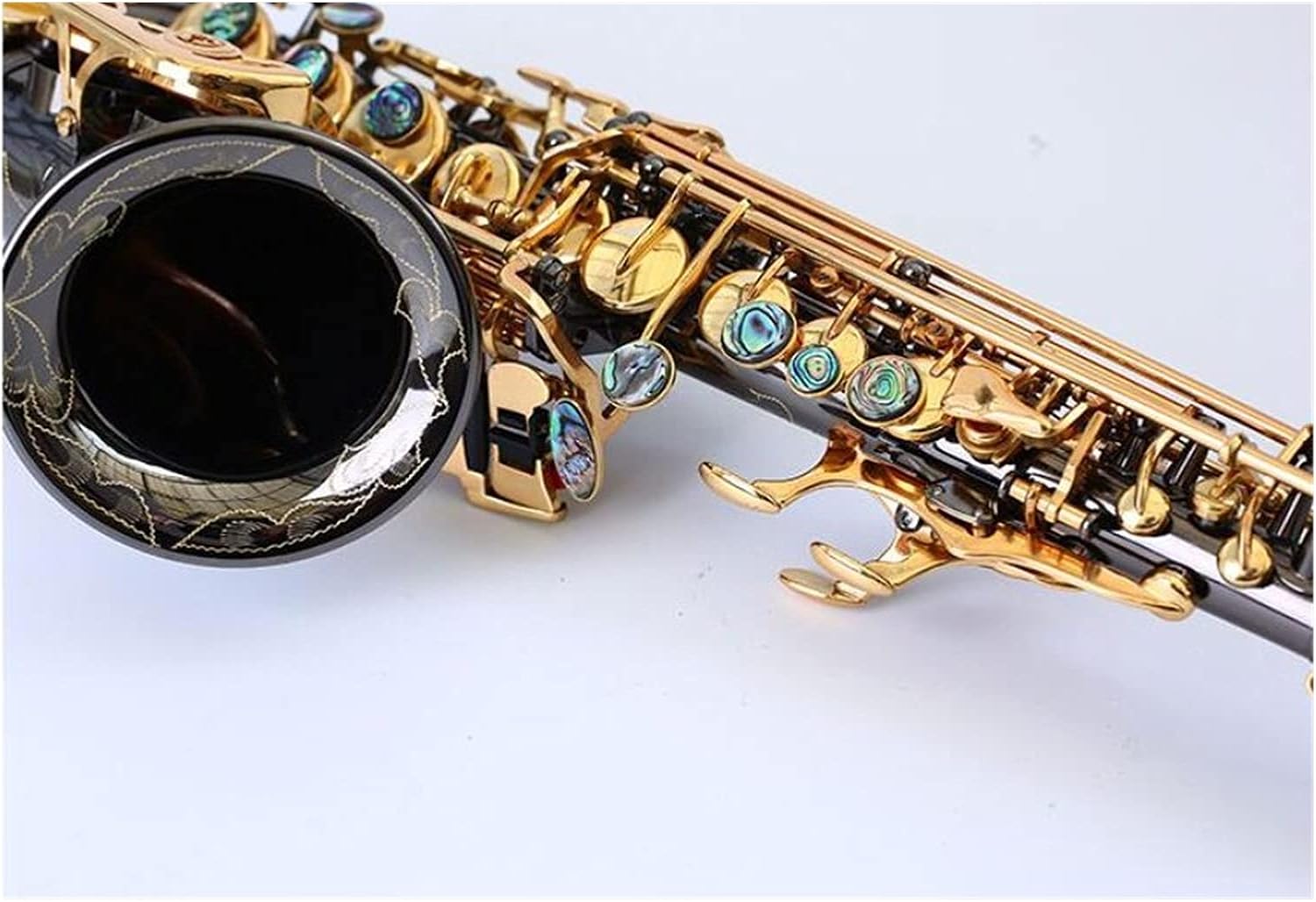 Brass Black Nickel Gold Key Carve Pattern Bb Bend Althorn Soprano Saxophone Abalone Button Buttons Wind Instrument with Case Student Saxophone