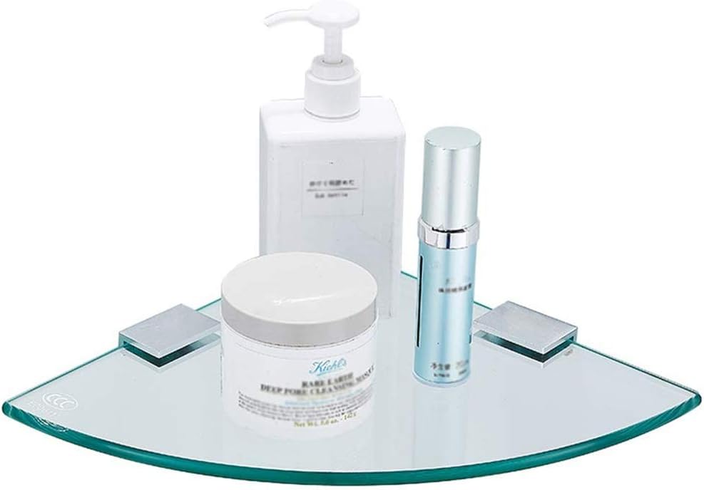 Lavatory Bathroom Tempered Glass Corner Shelf 8MM-Thick Wall Mount Triangular Space Aluminum (Size : 18cm) (24cm)