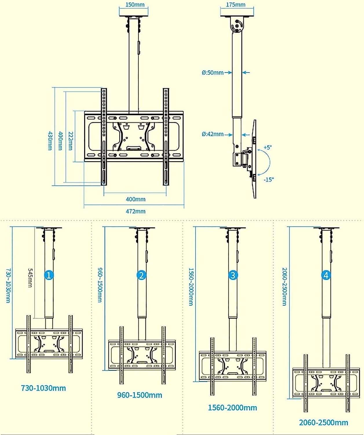 Adjustable TV Wall Mount Ceiling Bracket Tilt & Swivel TV Stand for 3265 Inch TVs Supports Up to 60kg Perfect for Home Theater & SpaceSaving Solutions.