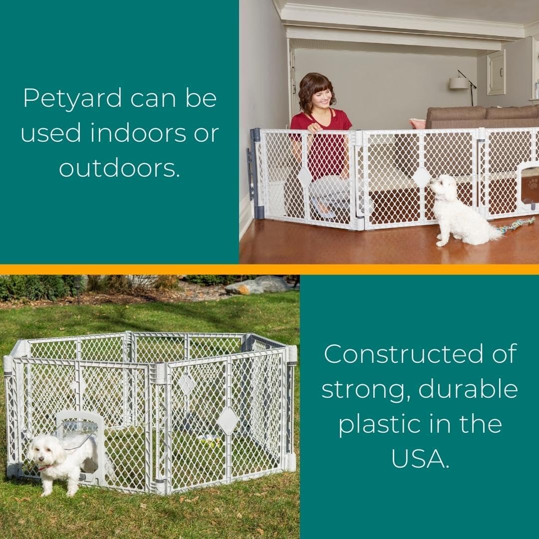 MyPet North States Petyard Passage: 6-Panel Dog Playpen or Dog Fence, Wall Mount Kit Included. Free Standing Play Pen 5.5 ft Corner to Corner, Lockable Pet Door. Made in USA. 26