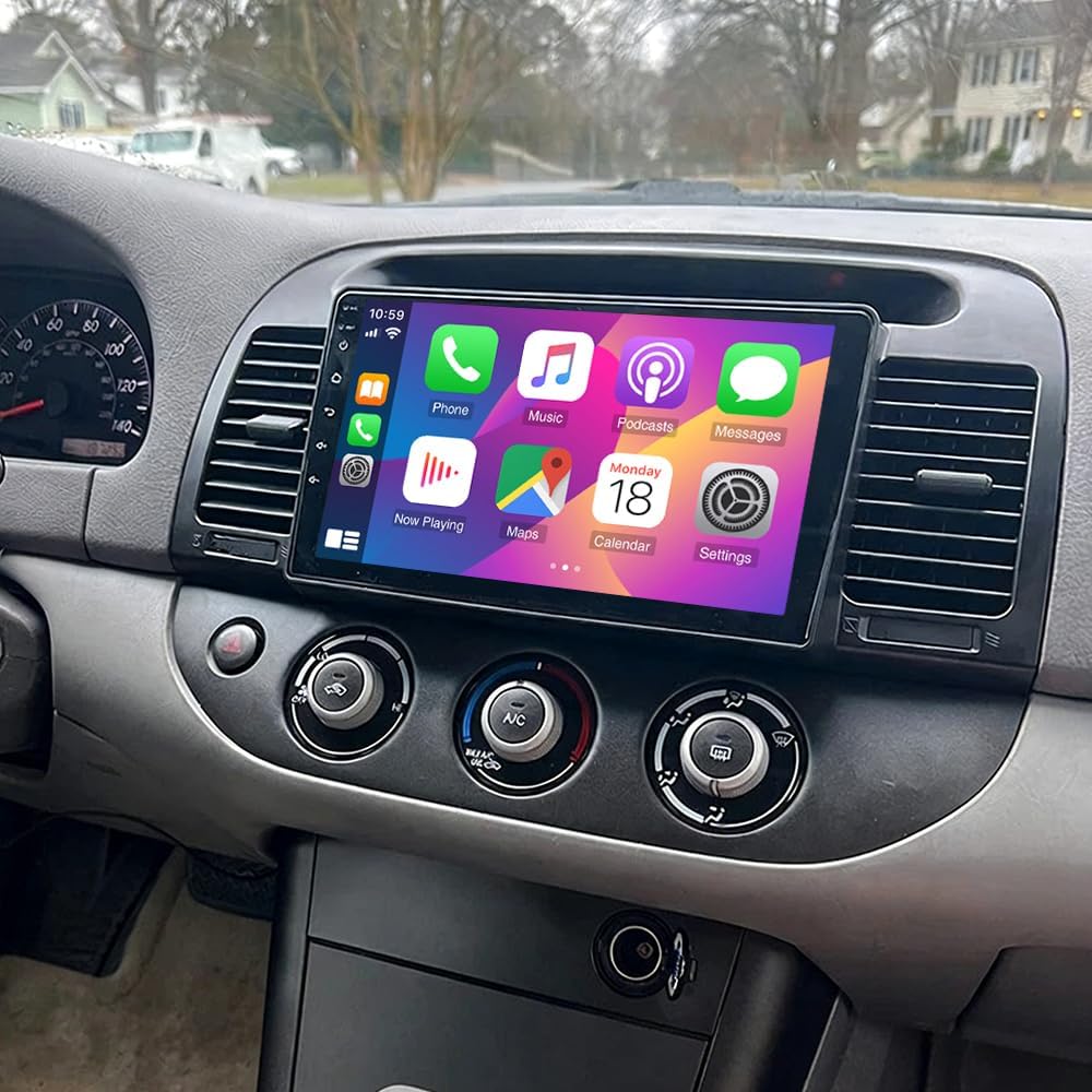 Car Stereo Radio Compatible for Camry 2000-2006 with Carplay Android Auto GPS Navigation 9in Touchscreen Car Radio Player with Bluetooth WiFi FM SWC Mirror Link Split Screen + Backup Camera