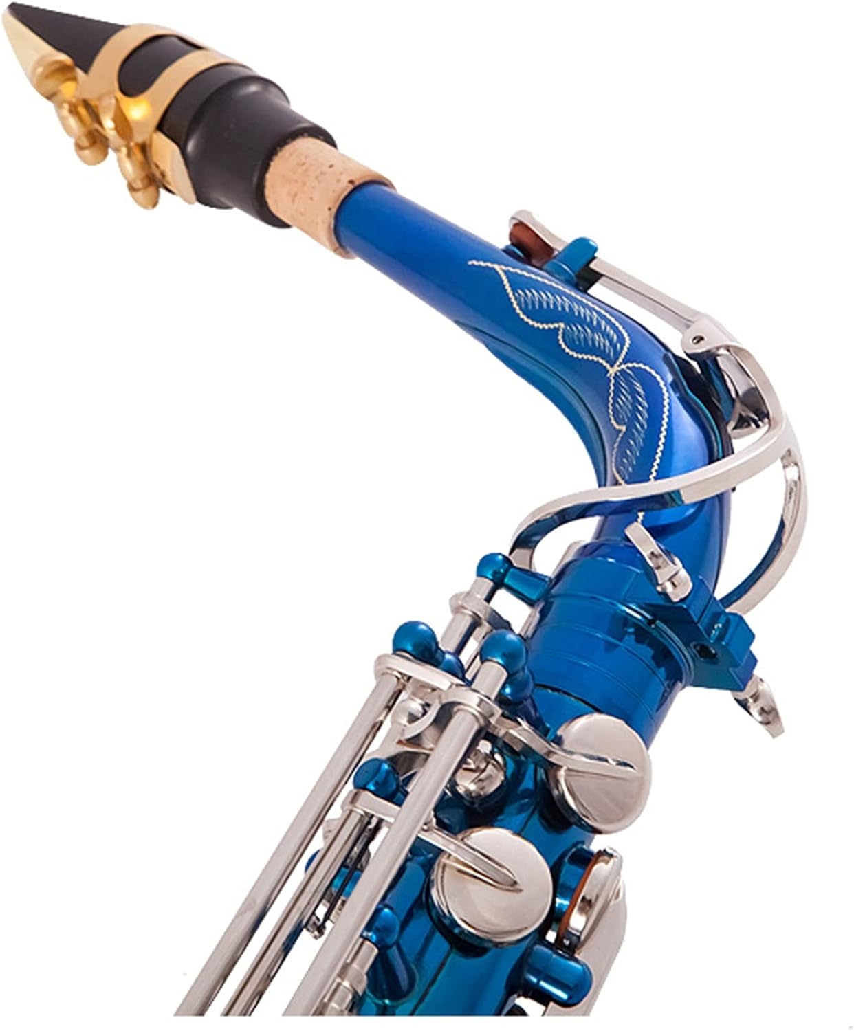 Saxophone Set High-Grade Blue Silver EB Alto Saxophone Brass Lacquered E Flat Sax 802 Key Type Woodwind Instrument Student Saxophone